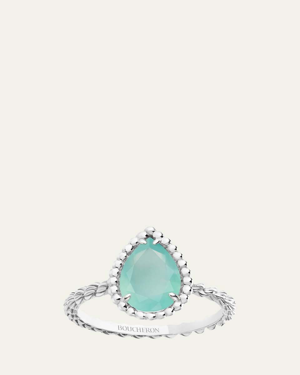 Serpent Boheme Small Aquaprase Ring, Size 53